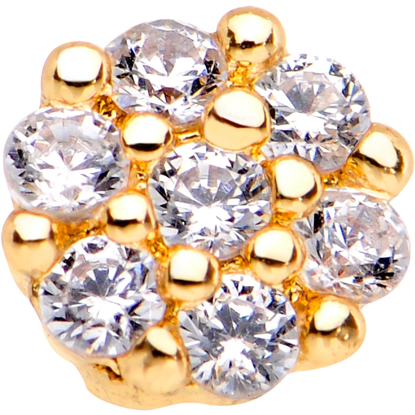 1/4 Clear CZ Gem Gold Tone Cute Cluster L Shaped Nose Ring