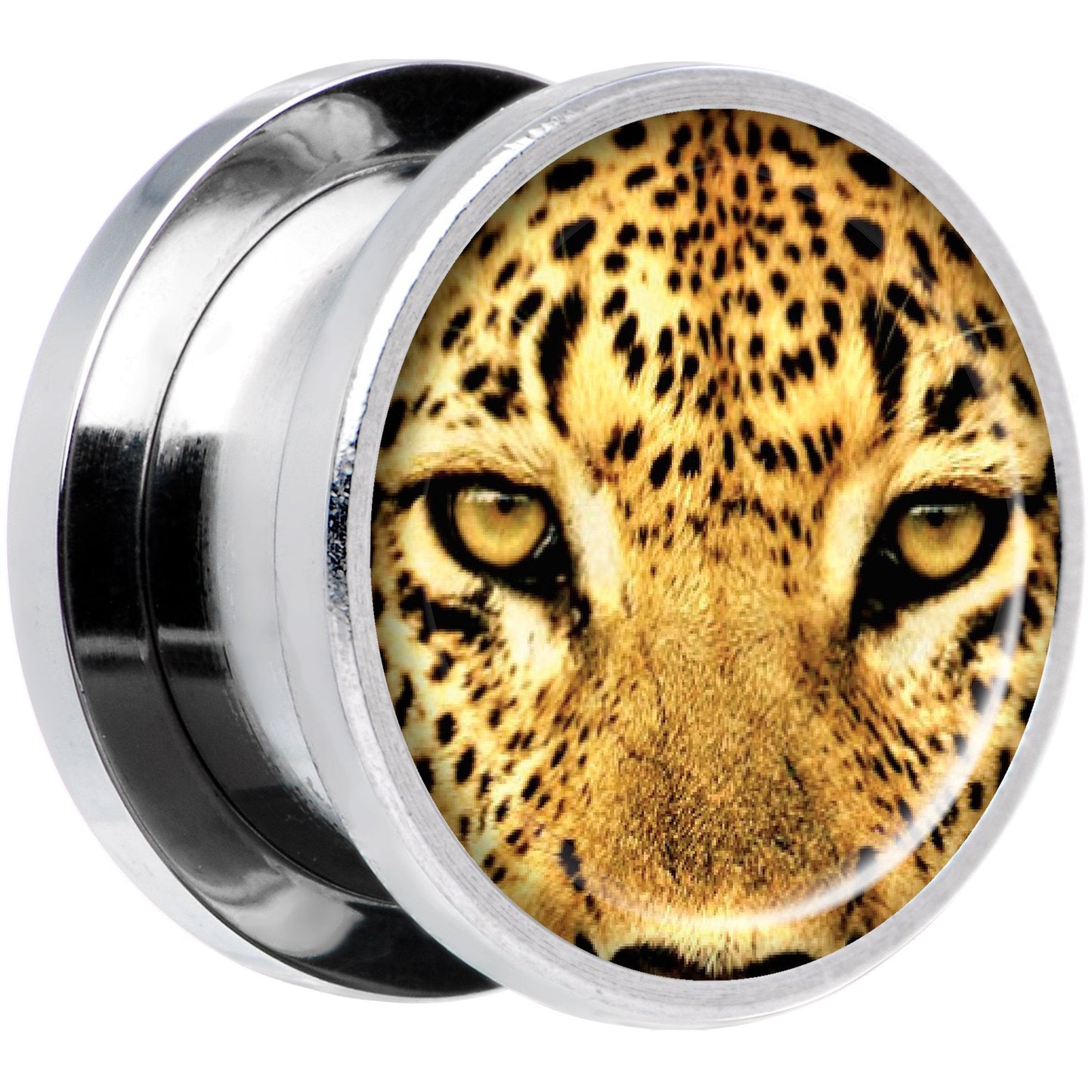 Full Color Leopard Eyes Steel Screw Fit Plug Set 9/16