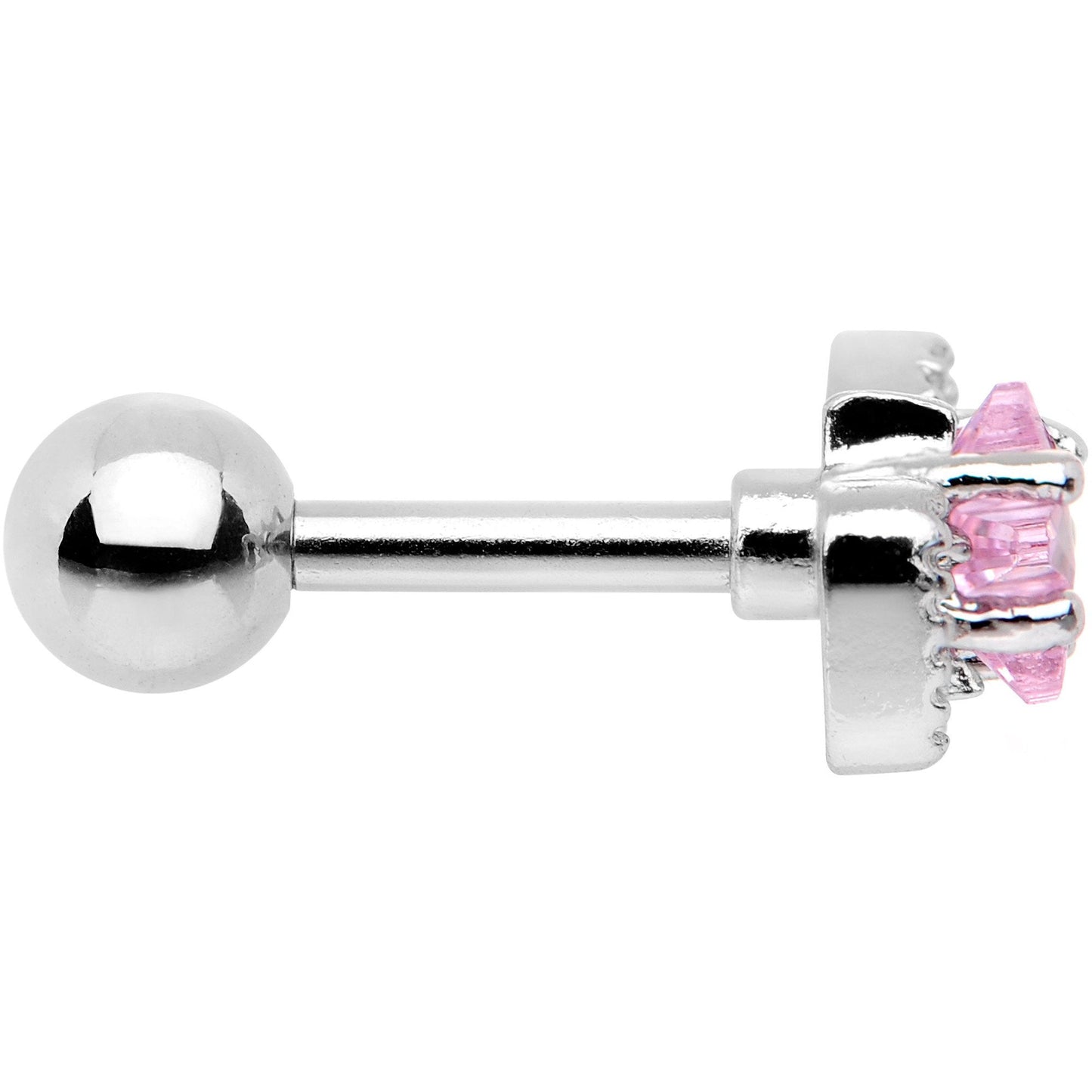 16G 1/4 Pink Star CZ Gem Bow Tie Cartilage Tragus Earring