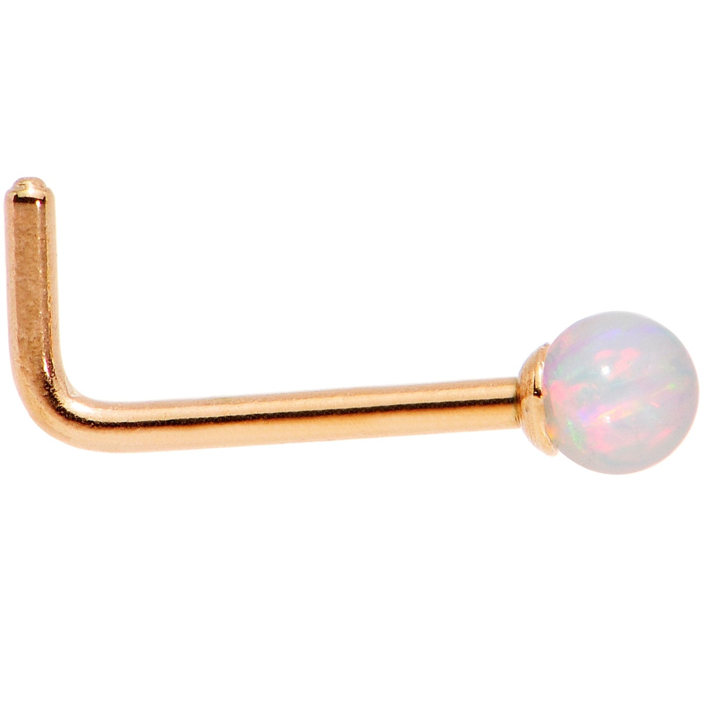 White 2.5mm Synthetic Opal Ball Anodized L Shaped Nose Ring 4 Pack Set