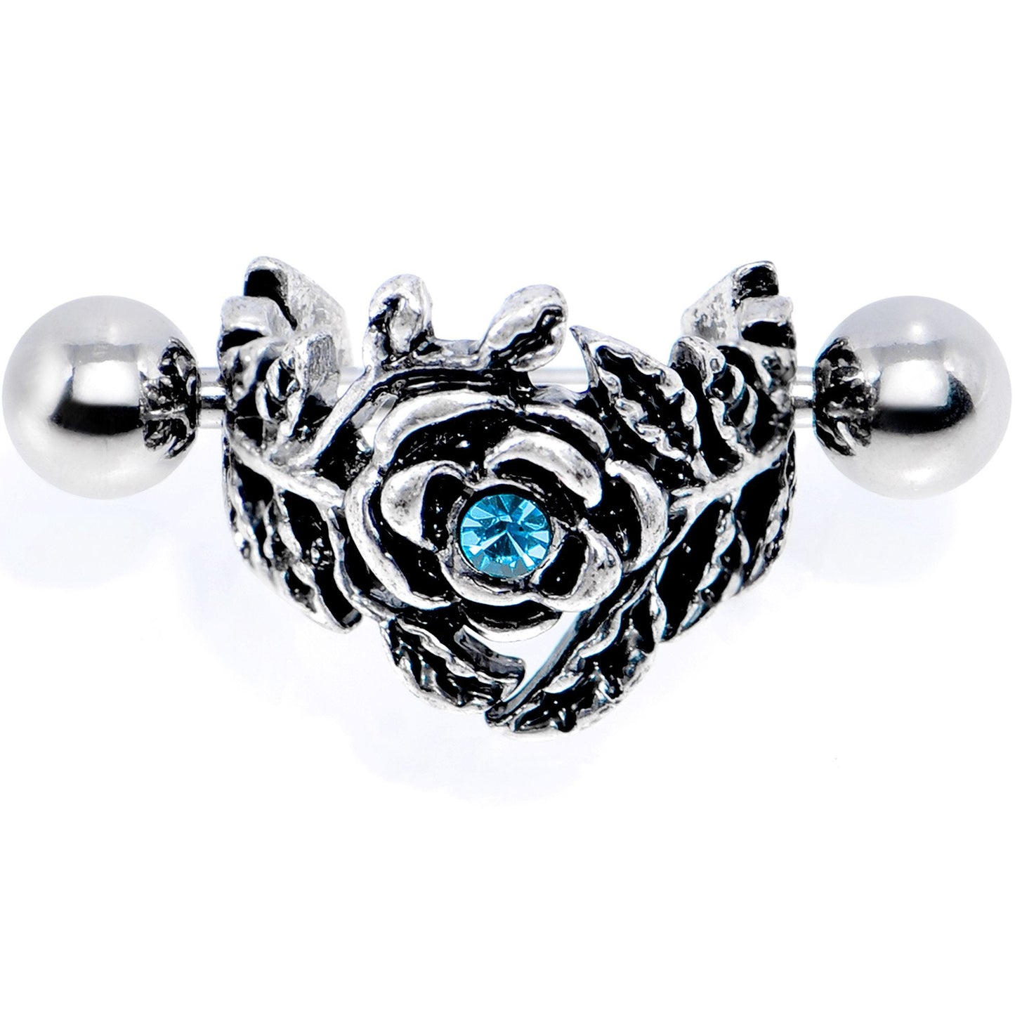 16G 1/2 Aqua Gem Floral Wreath Cuff Cartilage Earring