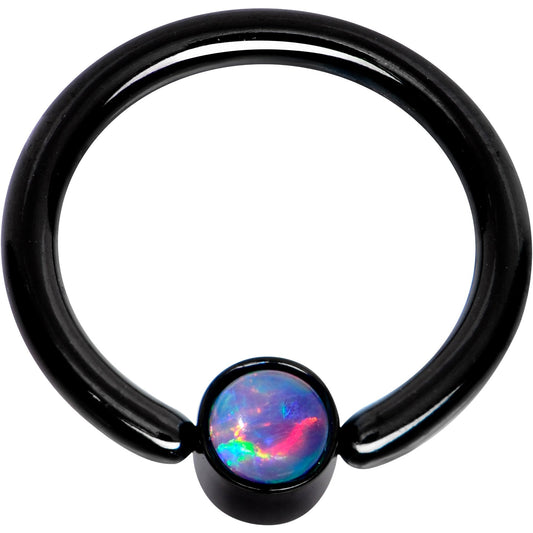 16G 5/16 Purple Faux Opal 3mm Disc Black BCR Captive Ring