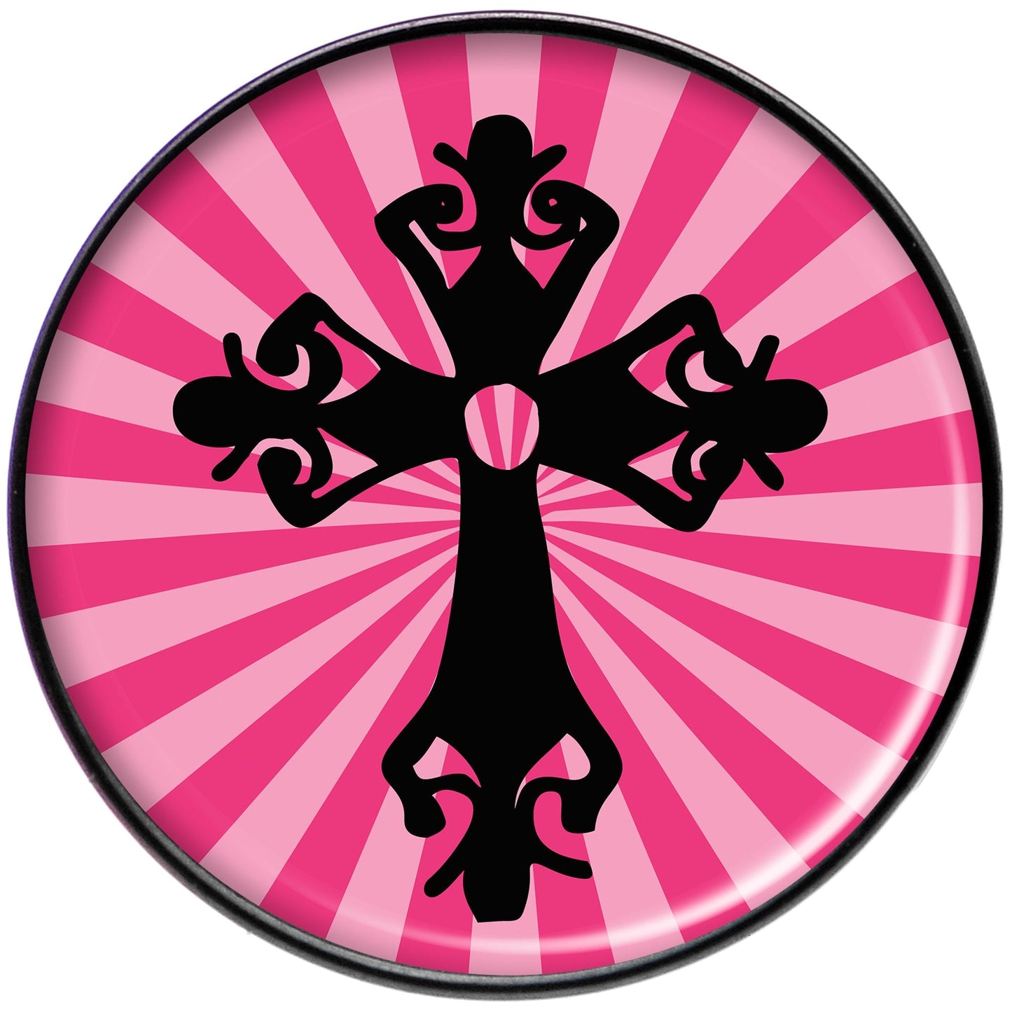 Pink Black Radiant Cross Black Barbell Tongue Ring