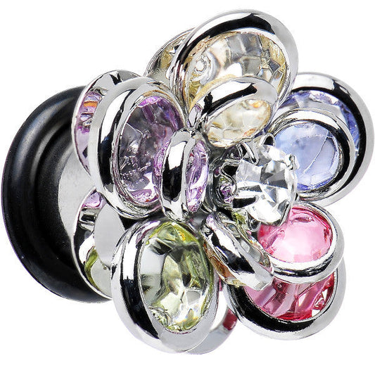 0G Pastel Rainbow Gem Petals Blooming Flower Plug Set of 2