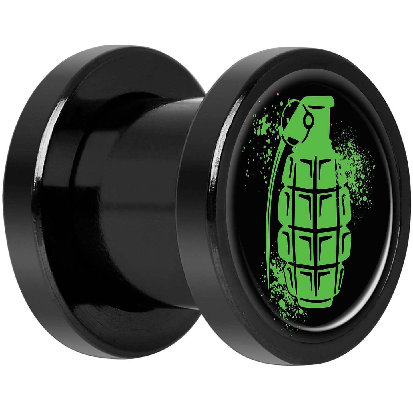Green Grenade Black Anodized Screw Fit Plug Set 0G