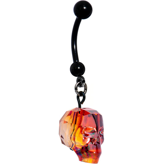 Handmade Red Skull Dangle Belly Ring Created with Crystals