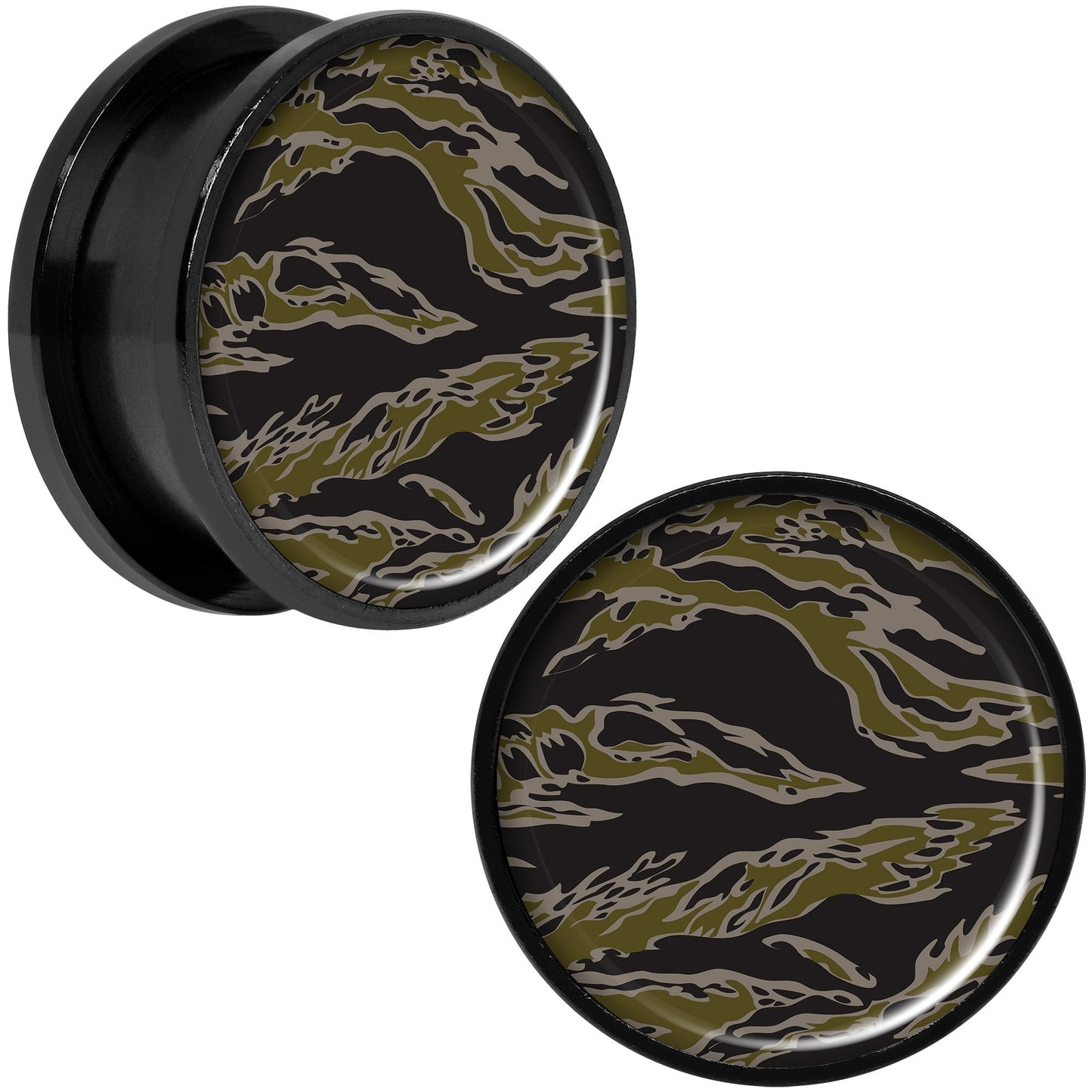 Tiger Camo Print Black Anodized Screw Fit Plug Set 20mm