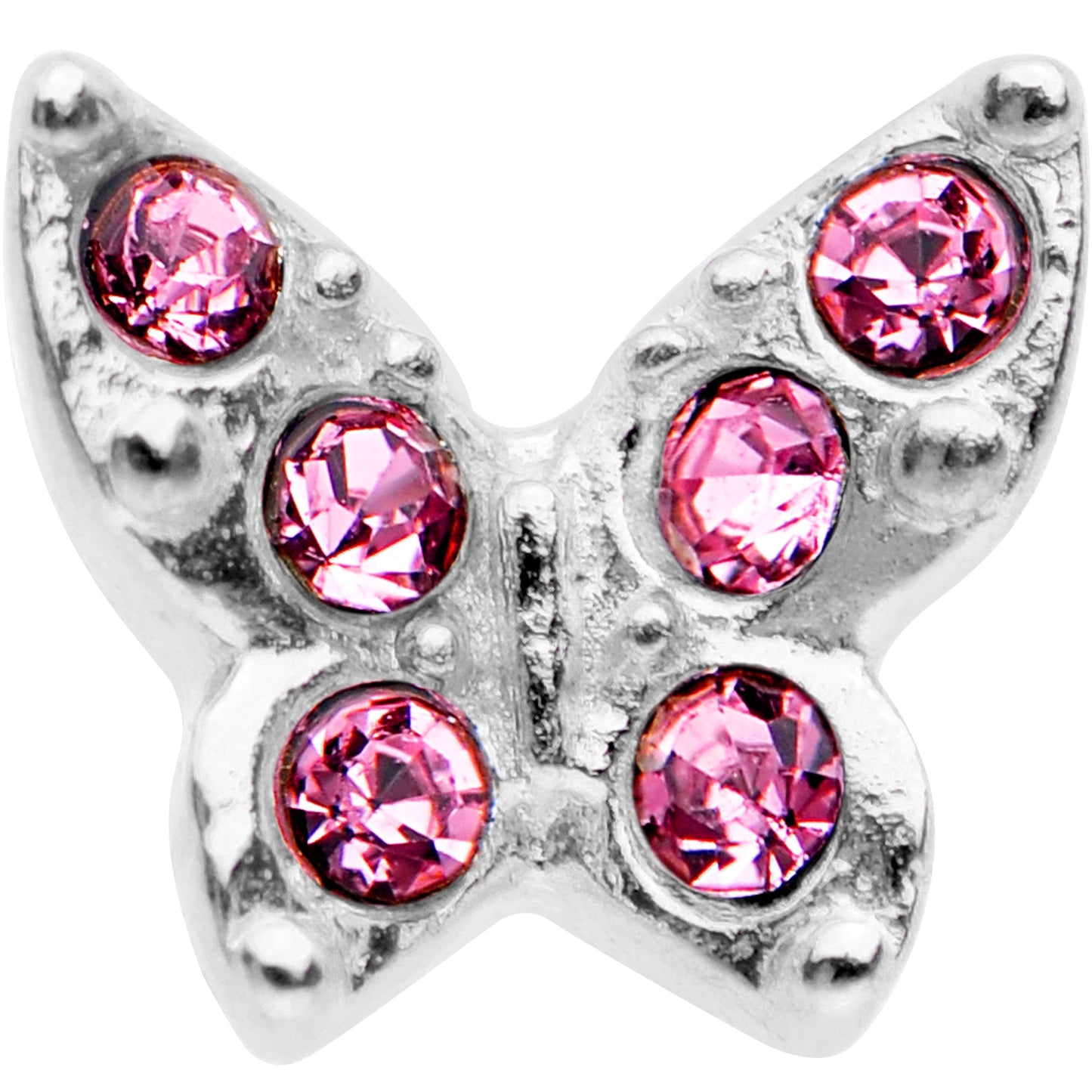 16G Pink Gem Silver Tone Butterfly Tragus Cartilage Earring