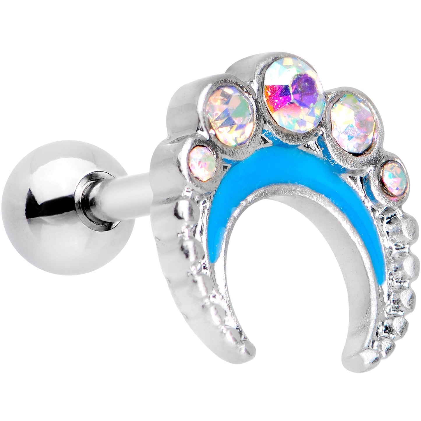 Auora Gem Encrusted Crescent Moon Cartilage Tragus Earring