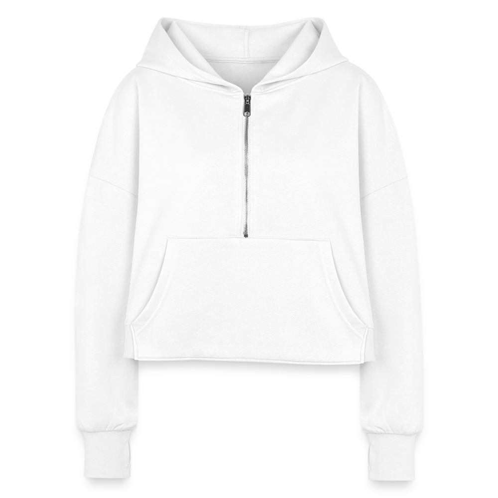 Women's Half Zip Cropped Hoodie - white