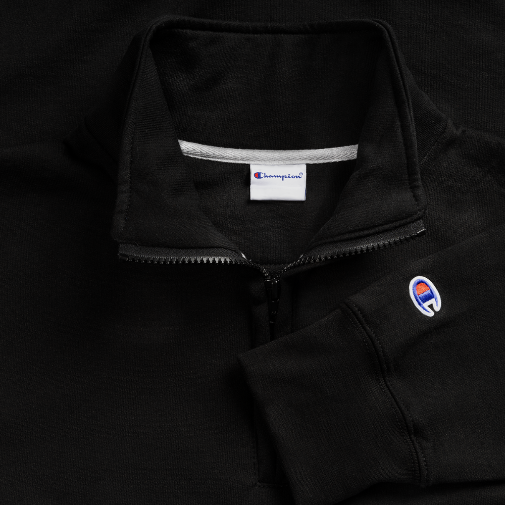 Champion Unisex 1/4 Zip Pullover Sweatshirt - black