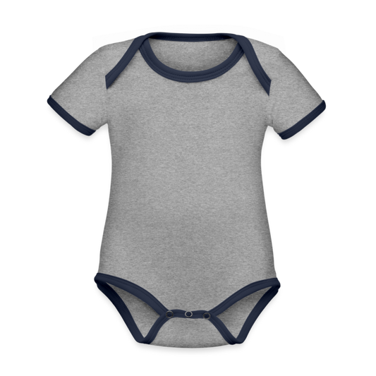 Organic Contrast Short Sleeve Baby Bodysuit - heather gray/navy