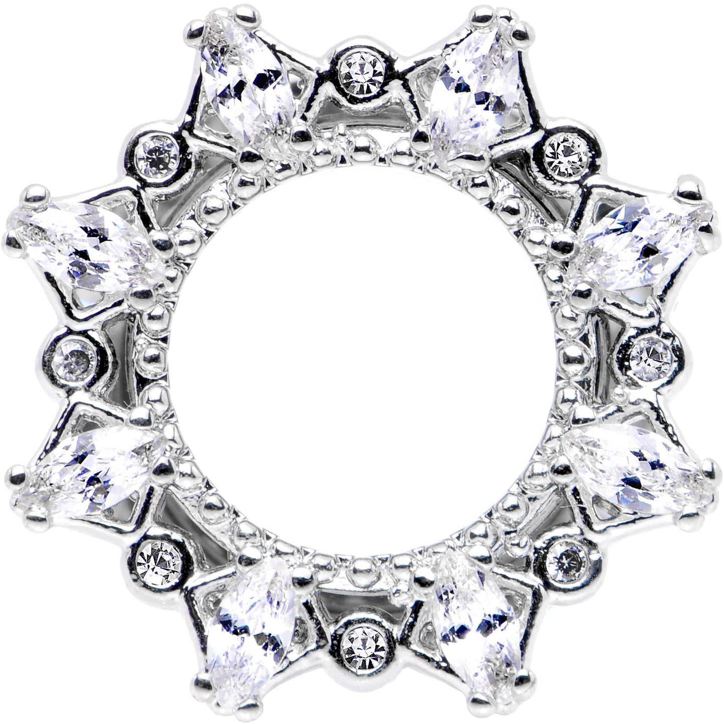 00G Clear Gem Flower Frame Screw Fit Tunnel Plug Set