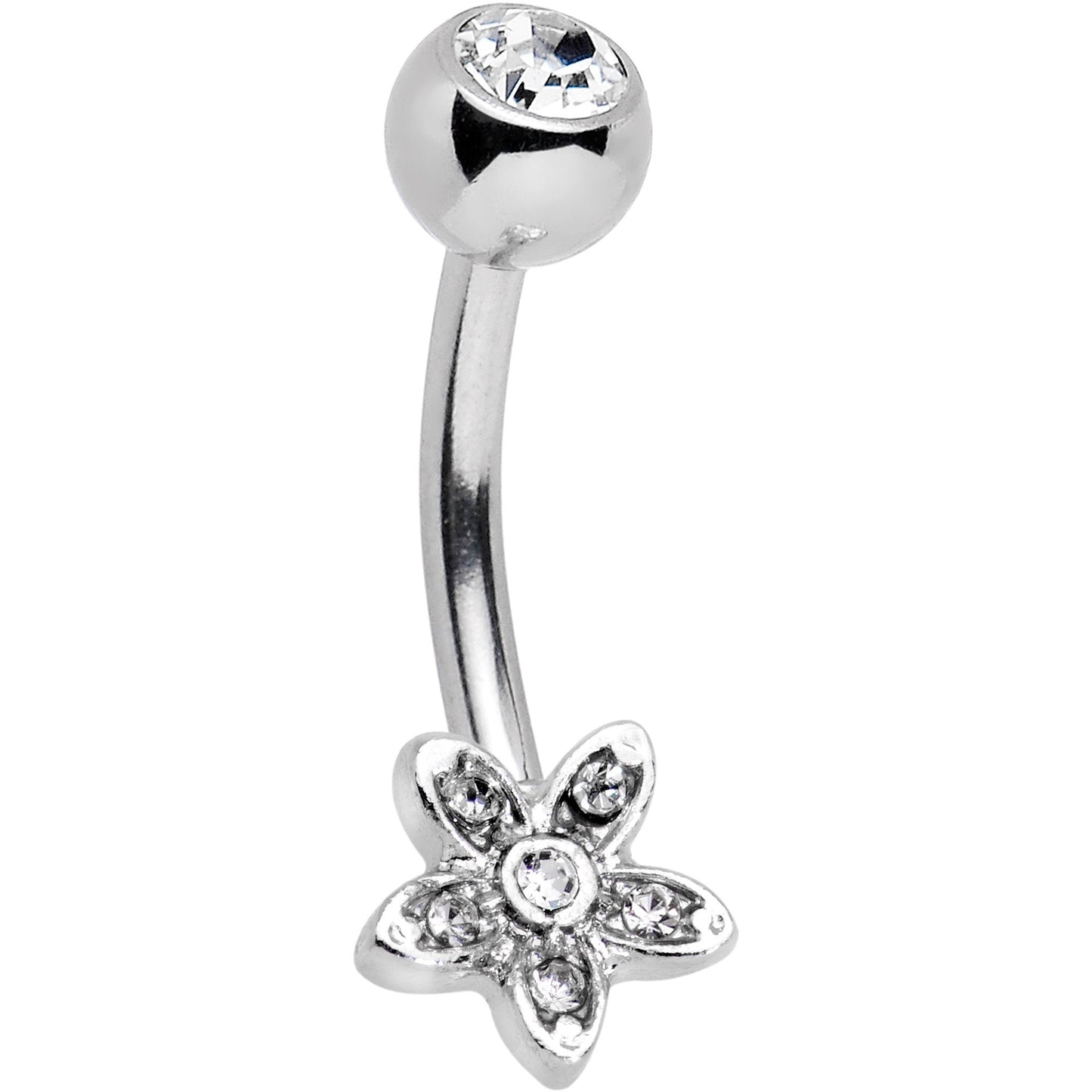 Clear Gem Field of Flowers Dangle Belly Ring