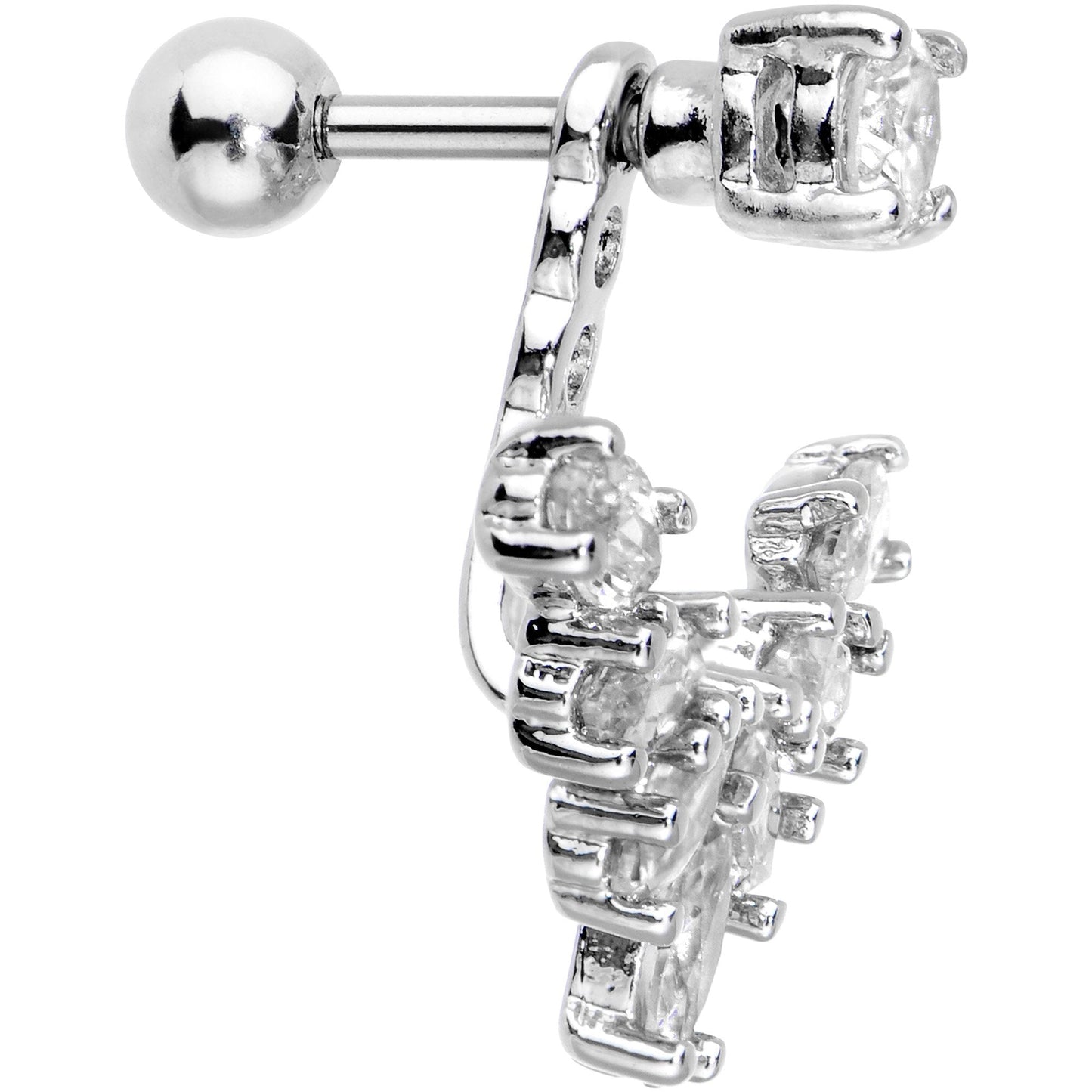 1/4 Clear Gem Darling Fan Dangle Cartilage Tragus Piercing