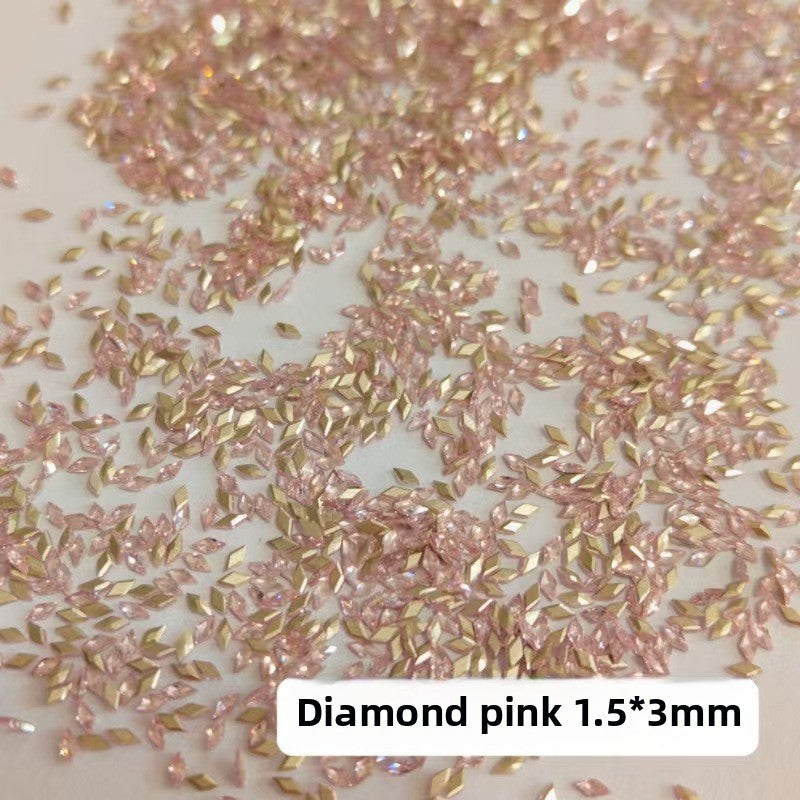 1061 Mini 1.5 * 3 rhombus zircon nail diamond, small flat bottom micro zirconium horse eye nail jewelry for press on nails