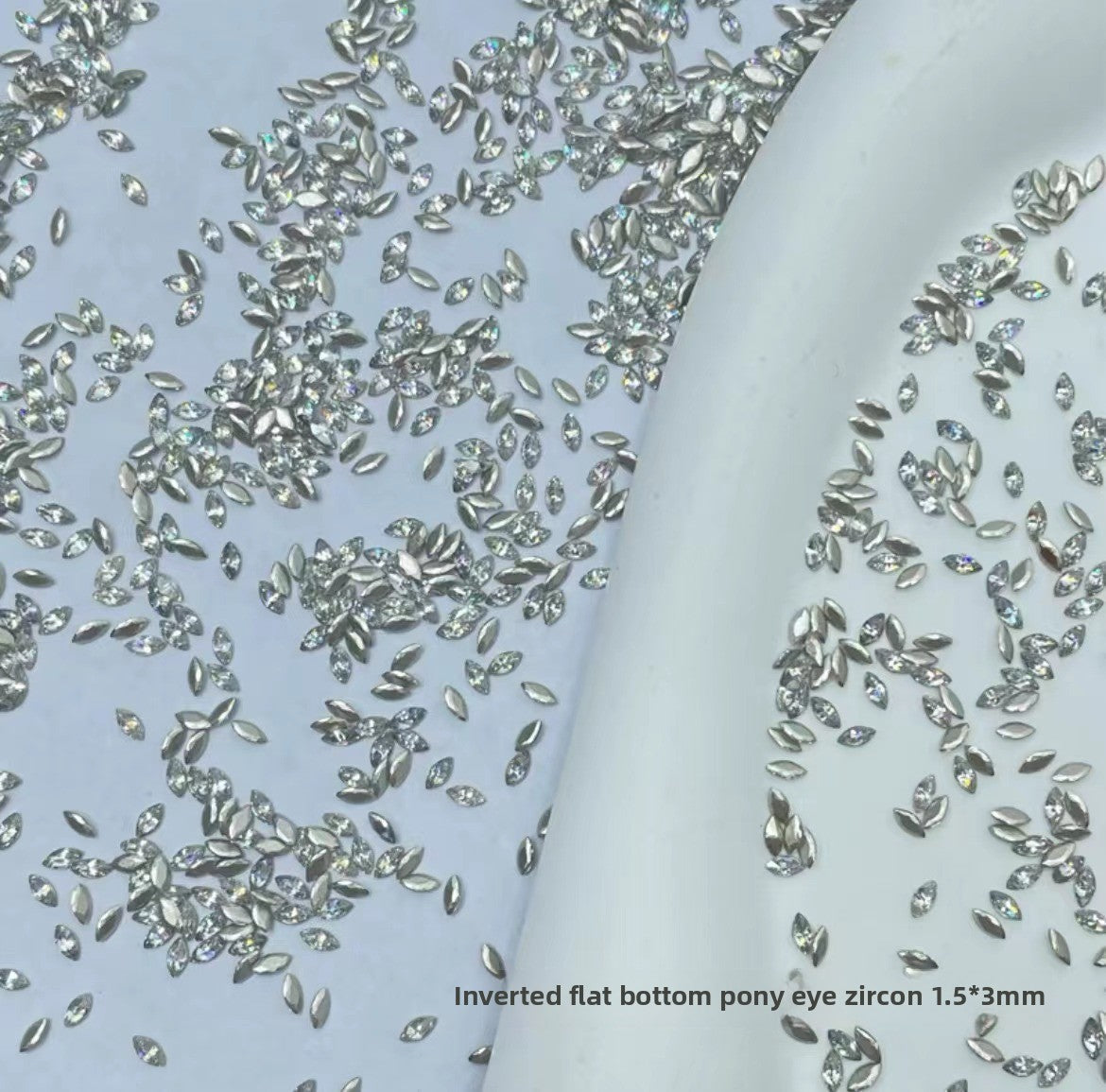 1061 Mini 1.5 * 3 rhombus zircon nail diamond, small flat bottom micro zirconium horse eye nail jewelry for press on nails