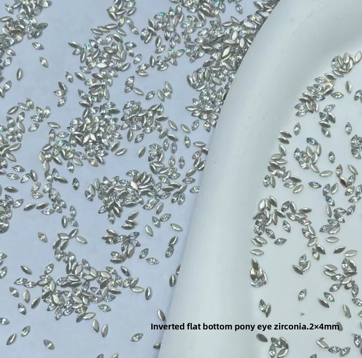 1061 Mini 1.5 * 3 rhombus zircon nail diamond, small flat bottom micro zirconium horse eye nail jewelry for press on nails