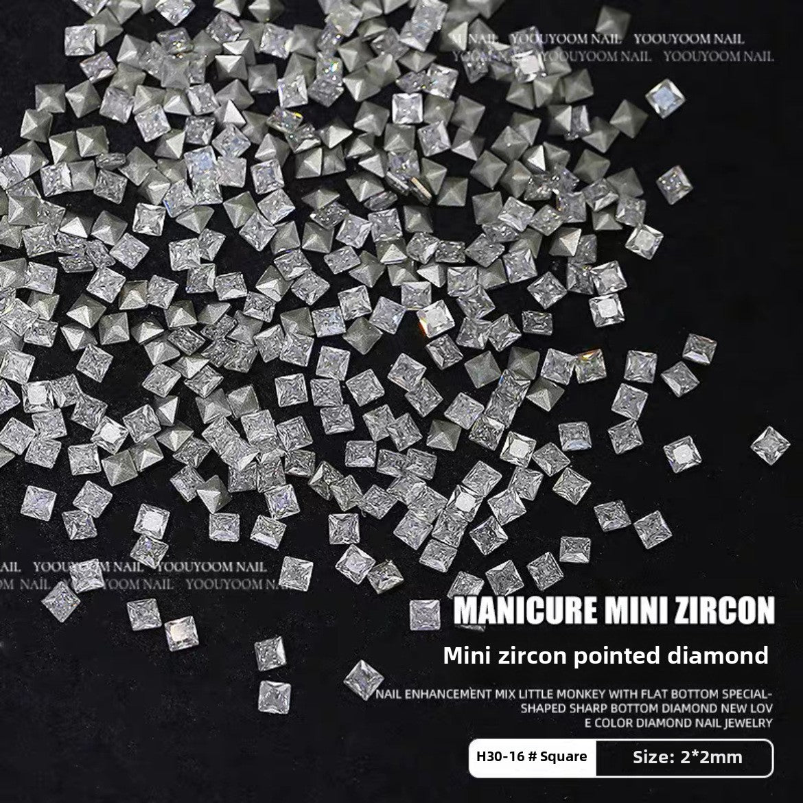 1061 Mini 1.5 * 3 rhombus zircon nail diamond, small flat bottom micro zirconium horse eye nail jewelry for press on nails
