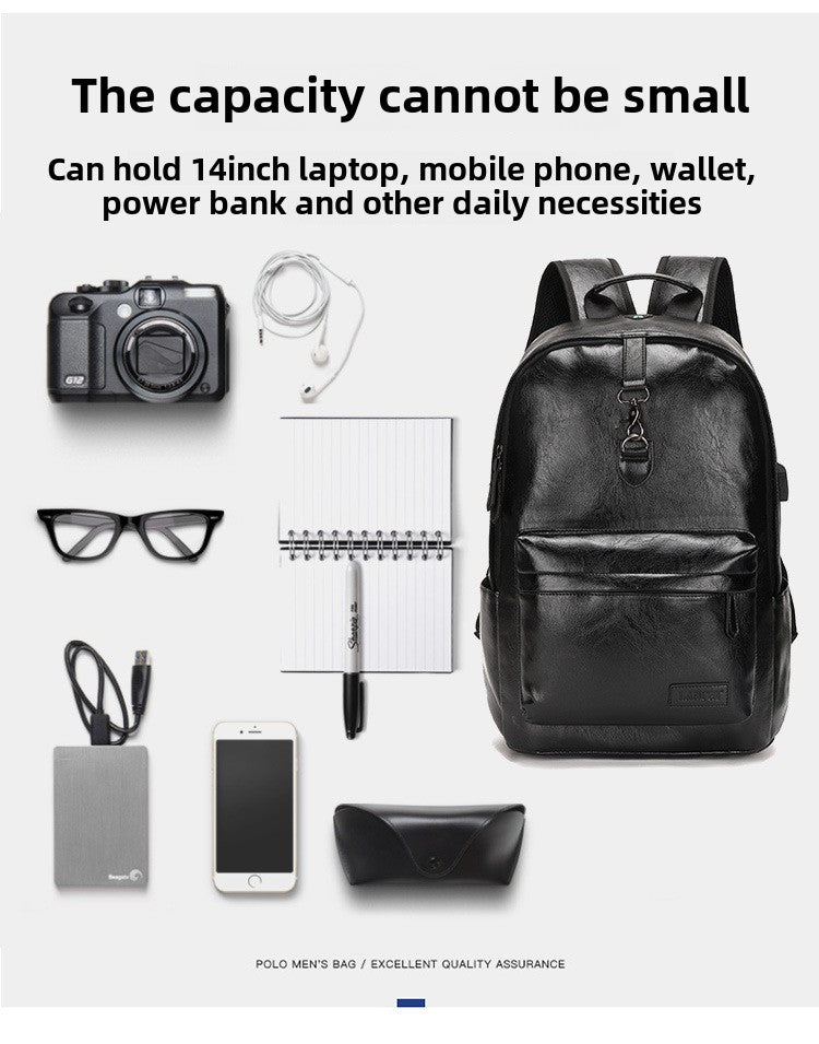 Boutique Men's Backpack Fashion Business Fan Large Capacity Soft Leather Backpack Travel Men's Short-haul School Bag MB21080302