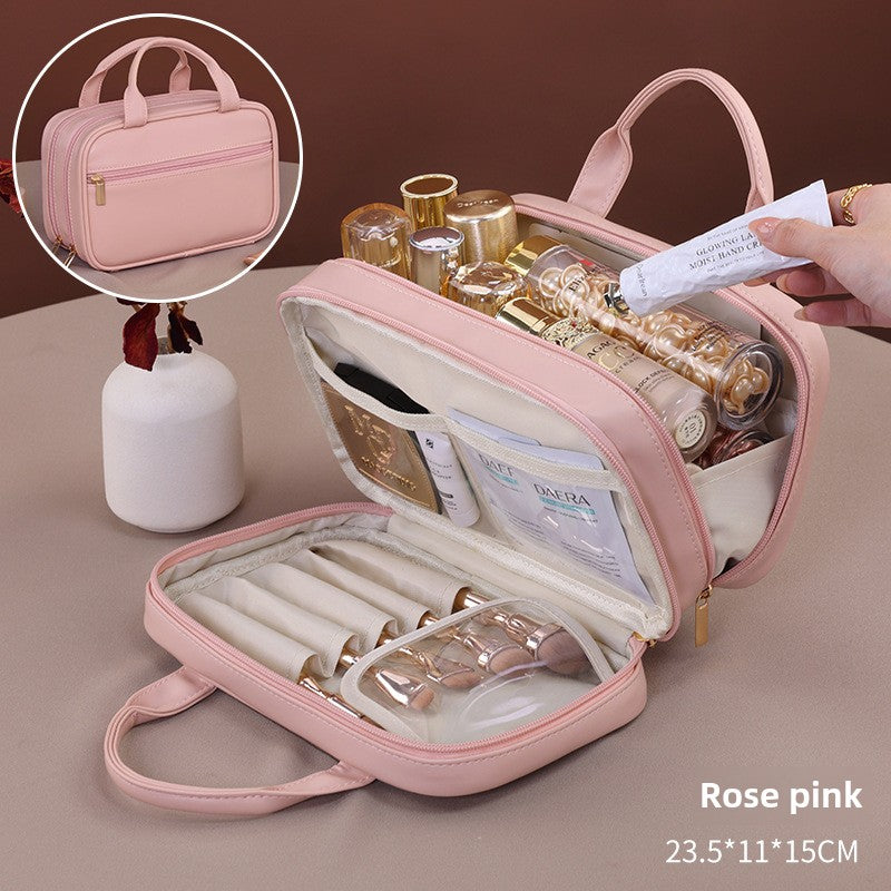 Double layer portable cosmetic bag, large capacity portable cosmetic storage bag, makeup bag organizer,Makeup bag with compartments,