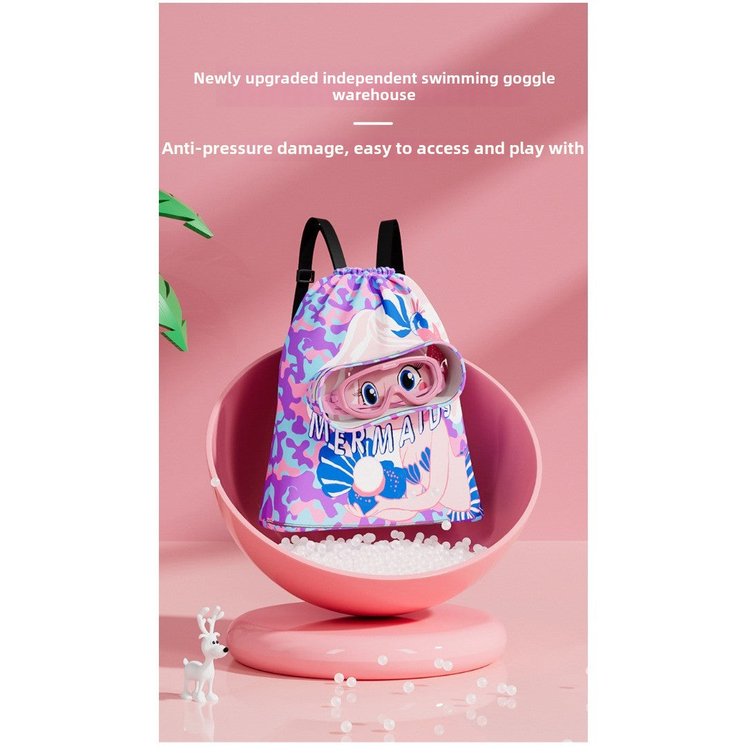 Children's swimming bag, wet and dry separation toilet bag, large-capacity swimming storage bag, beach storage bundle backpack.
