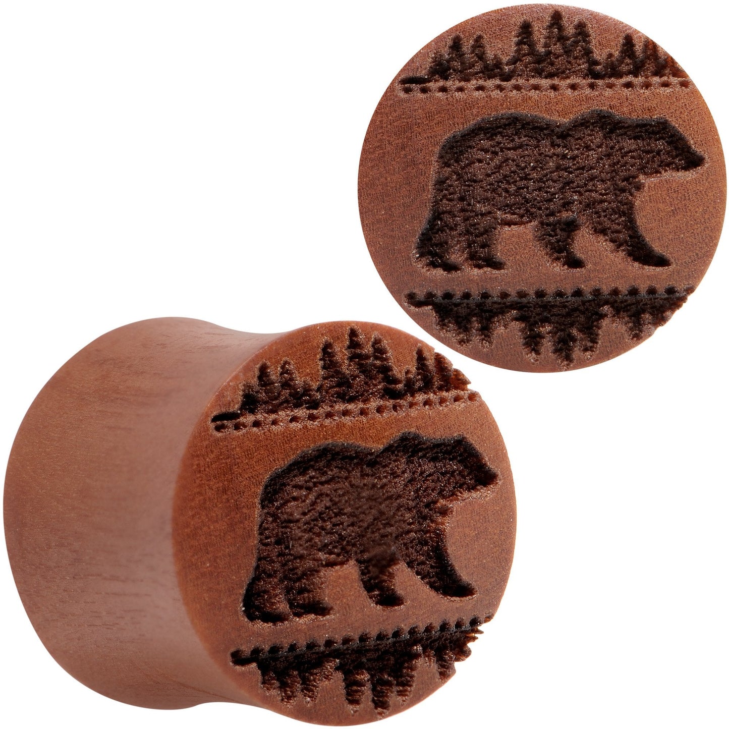 Organic Sawo Wood Holiday Bear in the Woods Saddle Plug Set Sizes 8mm to 25mm
