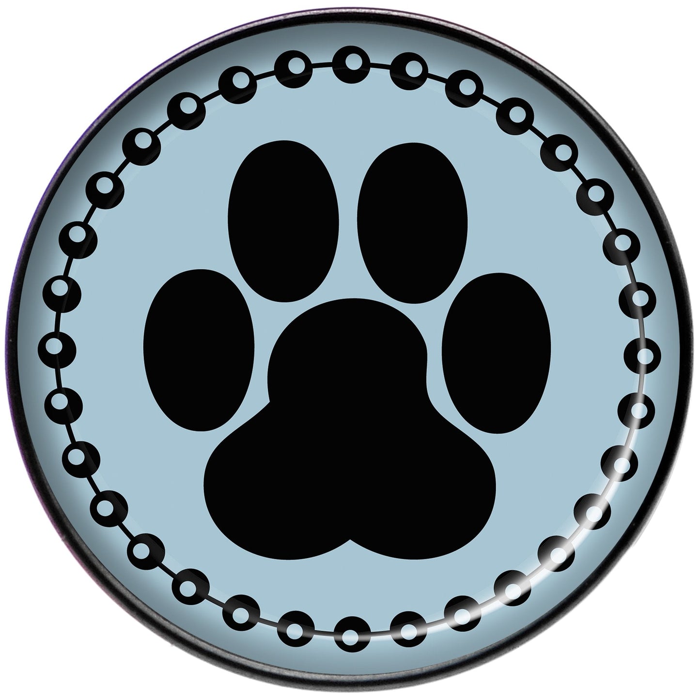 Black on Blue Paw Print Black Barbell Tongue Ring