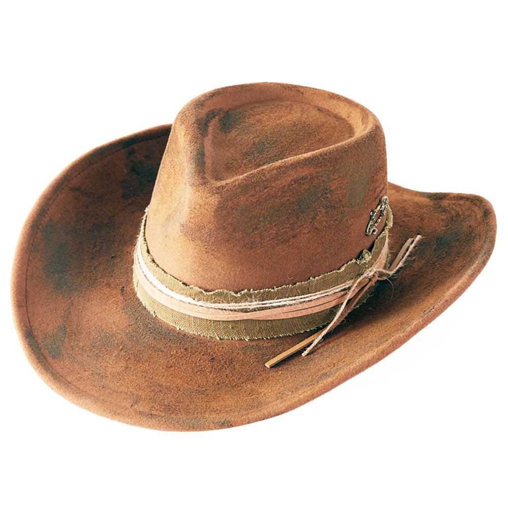 Vintage Distressed Twine Band Rustic Cowgirl Western Hat