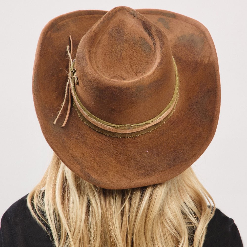Vintage Distressed Twine Band Rustic Cowgirl Western Hat