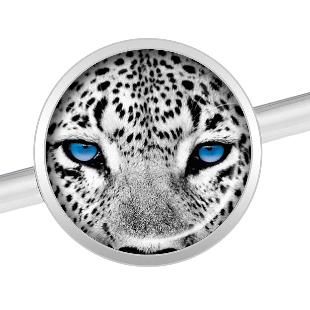 14G Black White Leopard Eyes Industrial Barbell 37mm