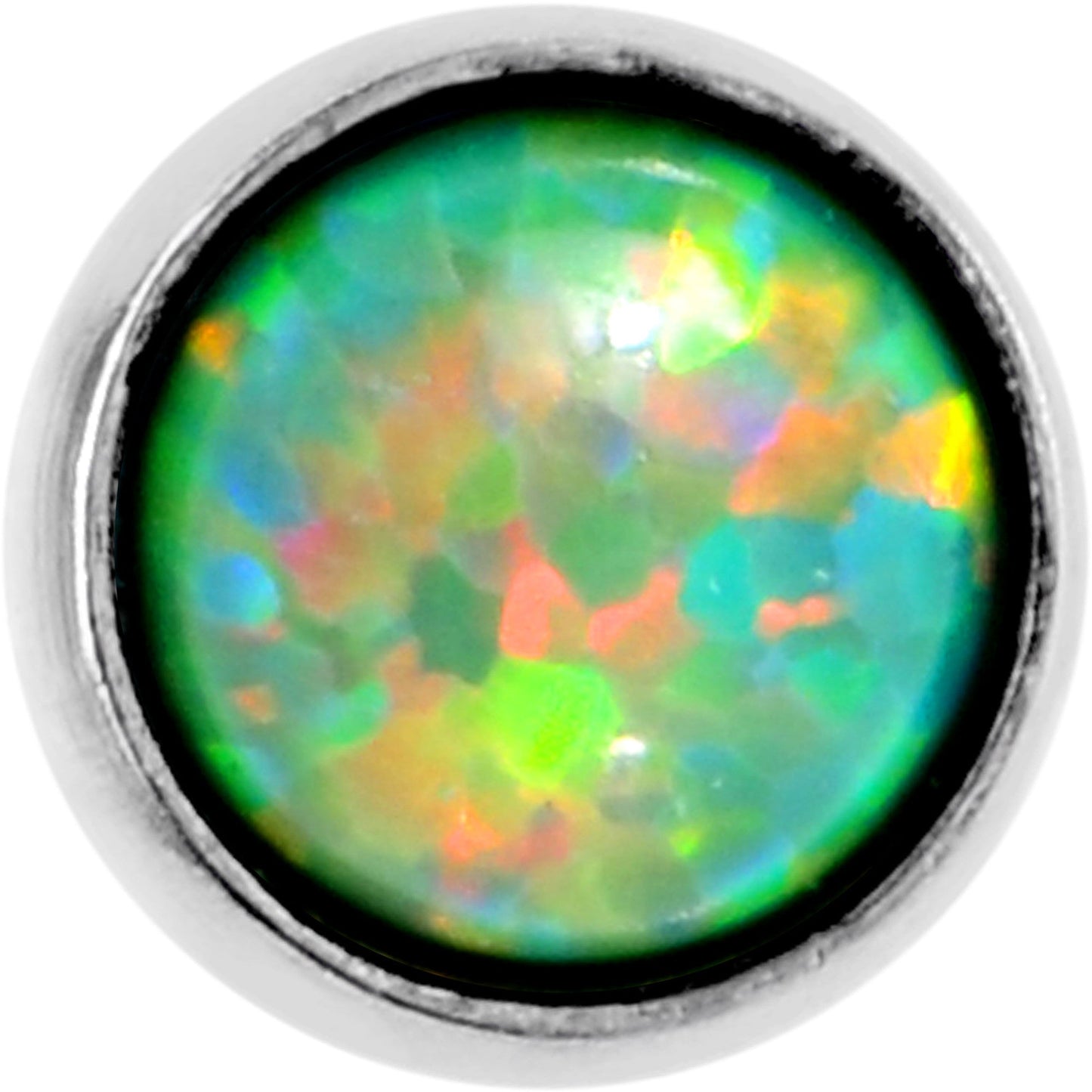 1/4 Green Synthetic Opal Internally Threaded Daith Cartilage Tragus