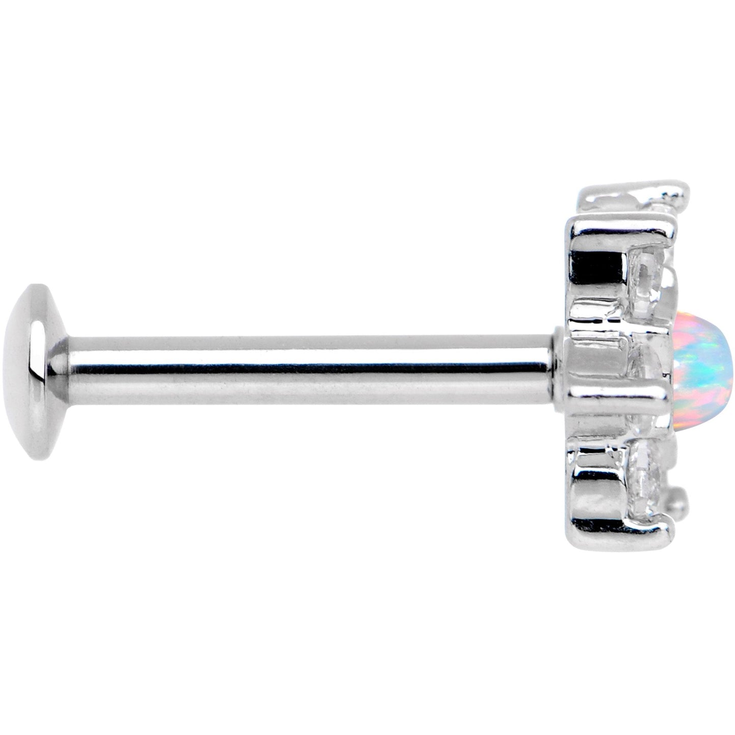 5/16 White Faux Opal Internally Threaded Star Flower Labret Monroe