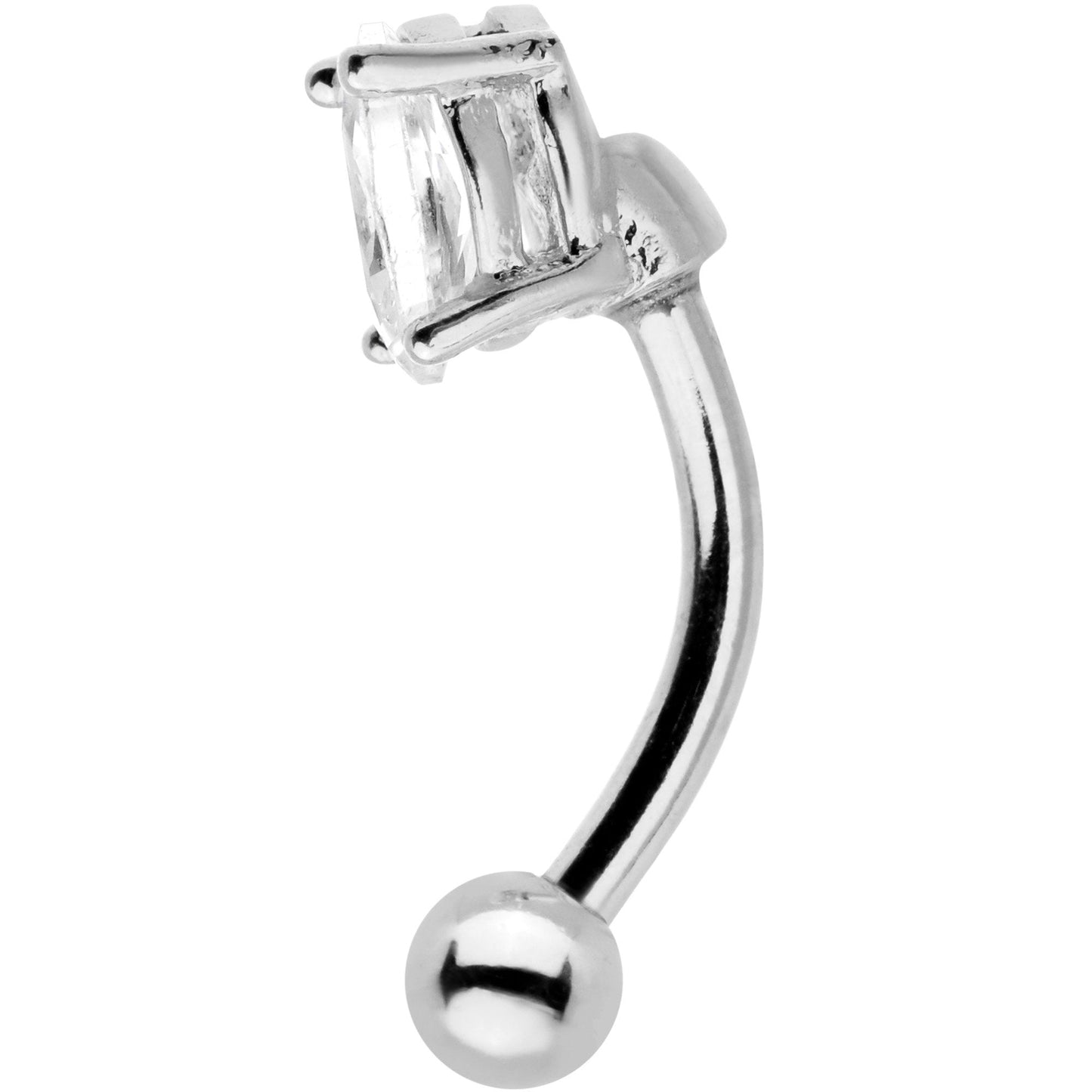 5/16 Clear CZ Gem Big Bling Curved Eyebrow Ring