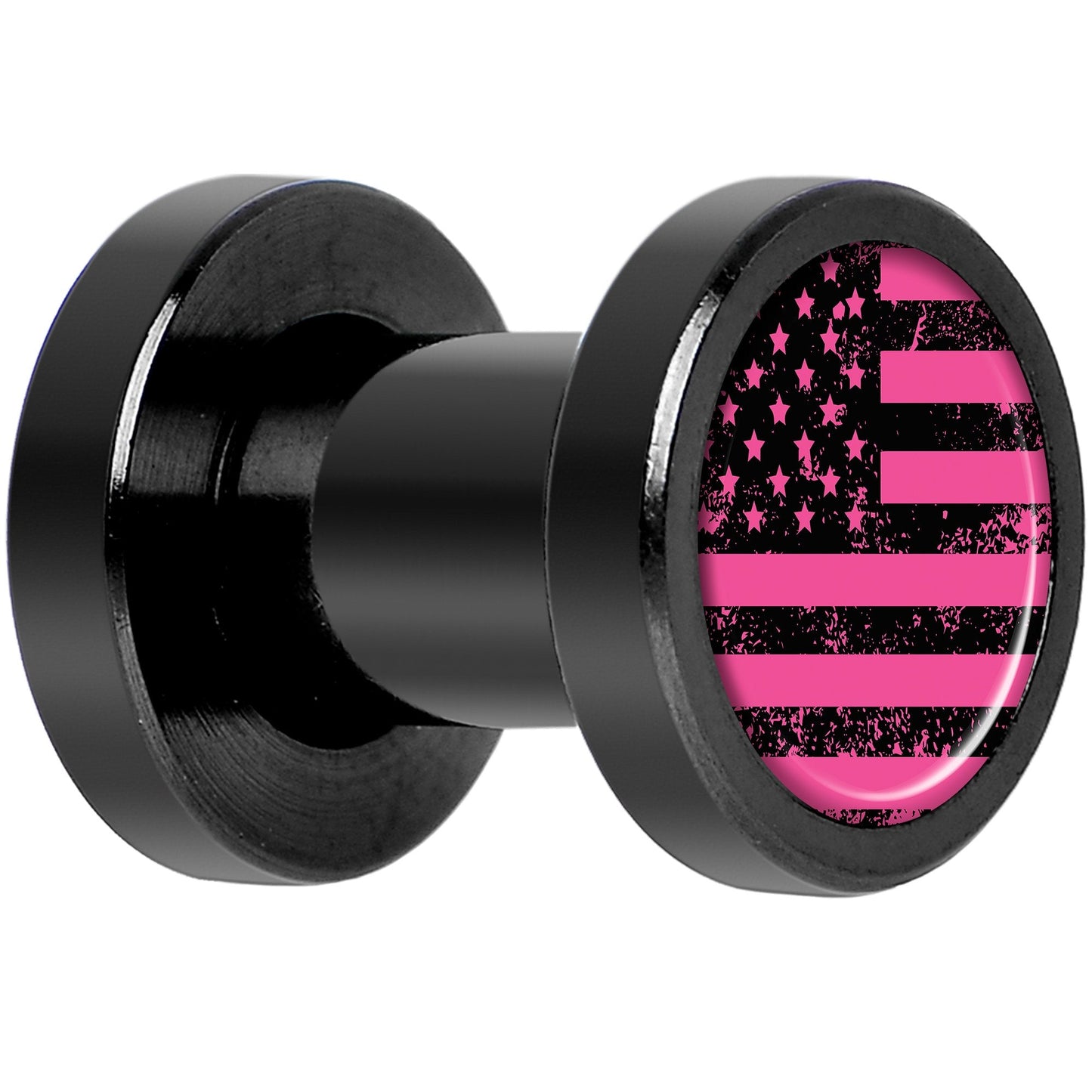Pink American Flag Black Anodized Screw Fit Plug Set 4G