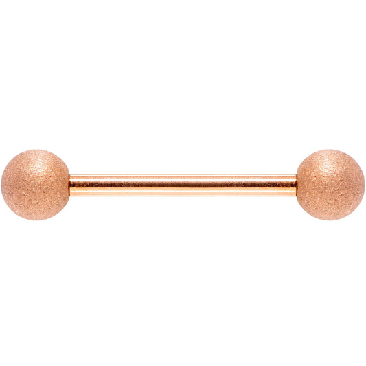 14G 5/8 Rose Gold Color PVD Sandblasted Barbell Tongue Ring