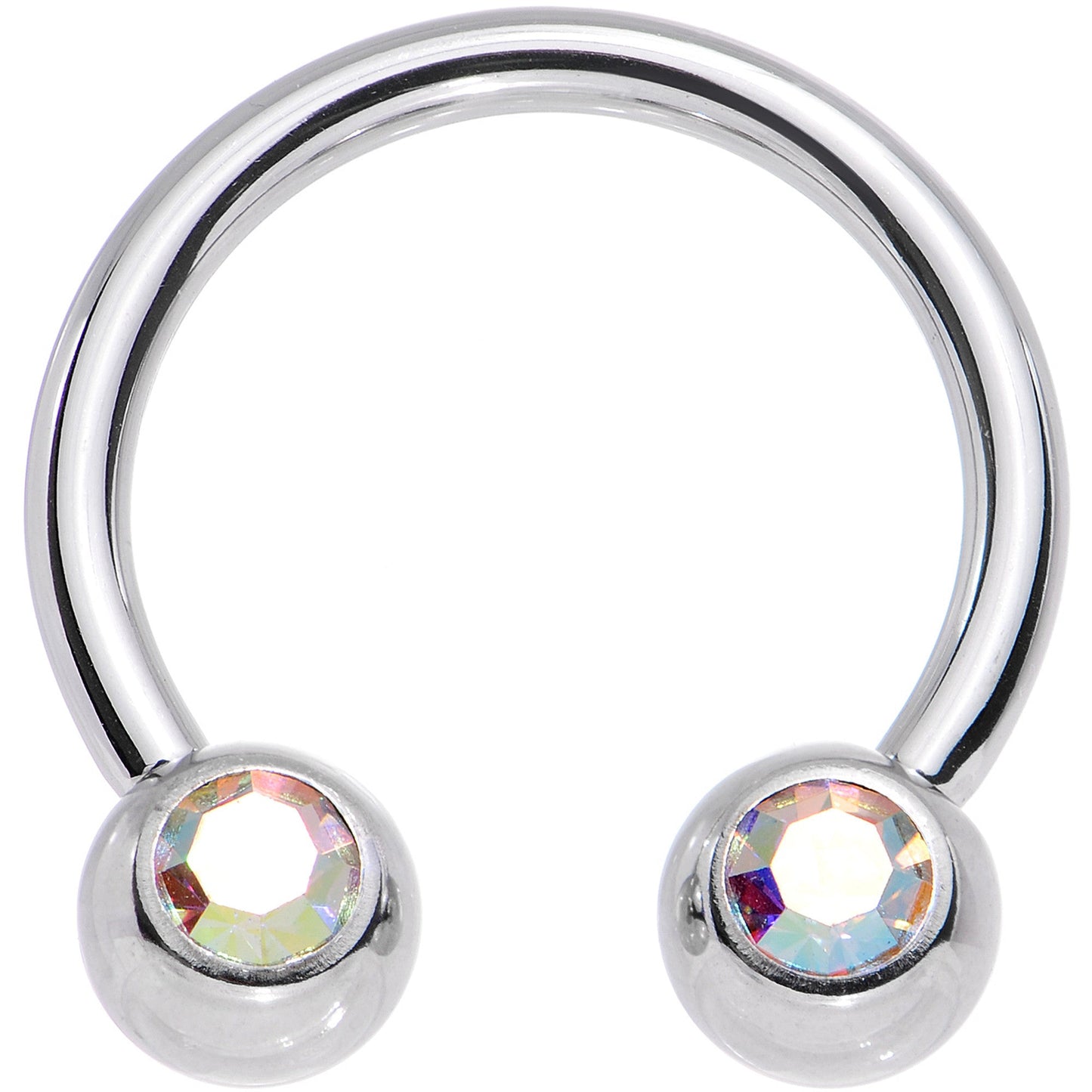 14G 1/2 Aurora Gem Horseshoe Circular Barbell