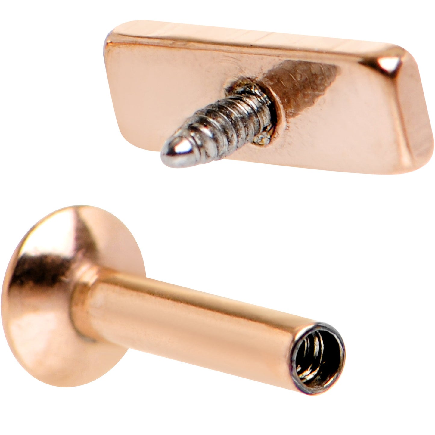 1/4 6mm Rose Gold IP Rectangle Internal Thread Daith Cartilage Tragus