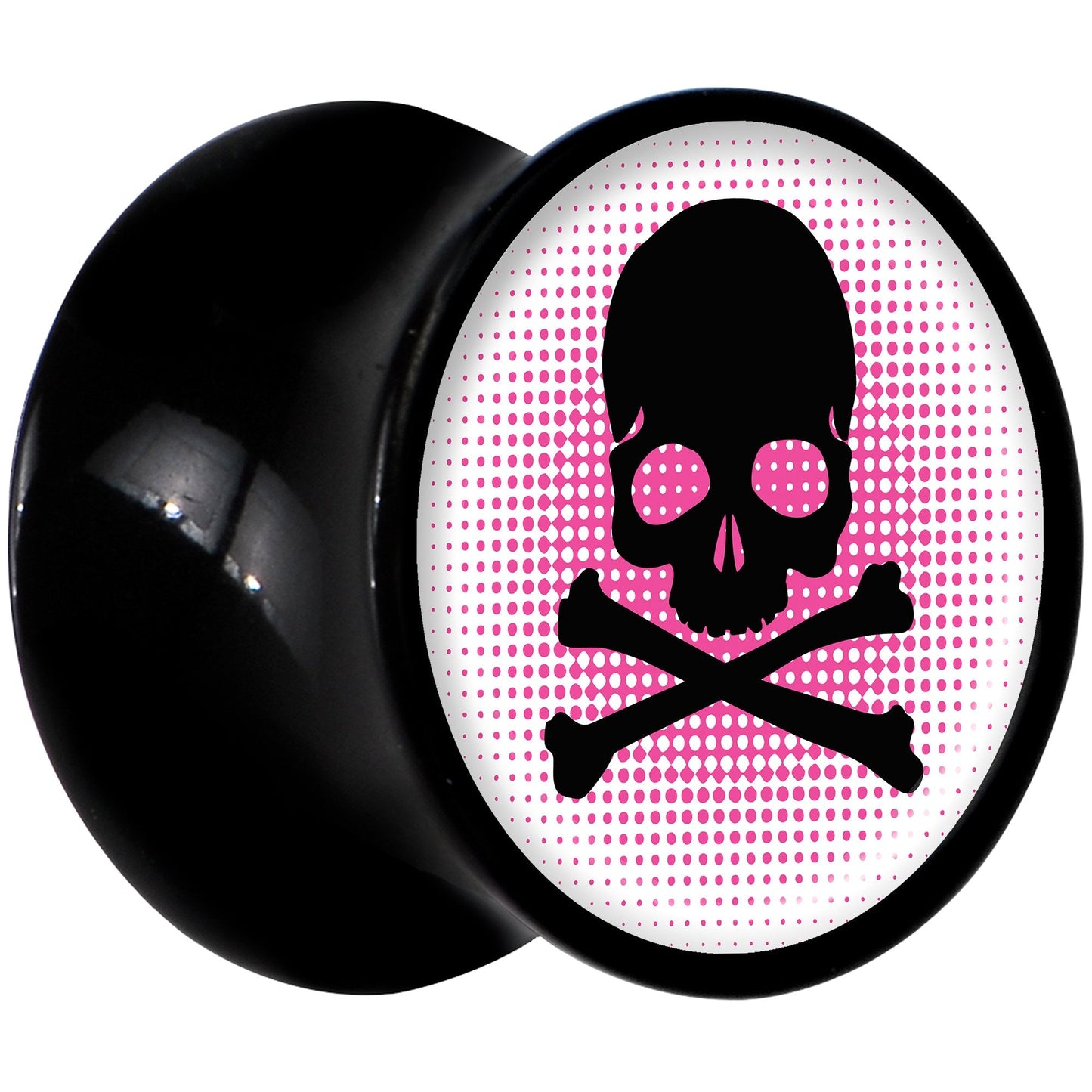 Black Acrylic Pink Black Skull Saddle Plug Set 00G