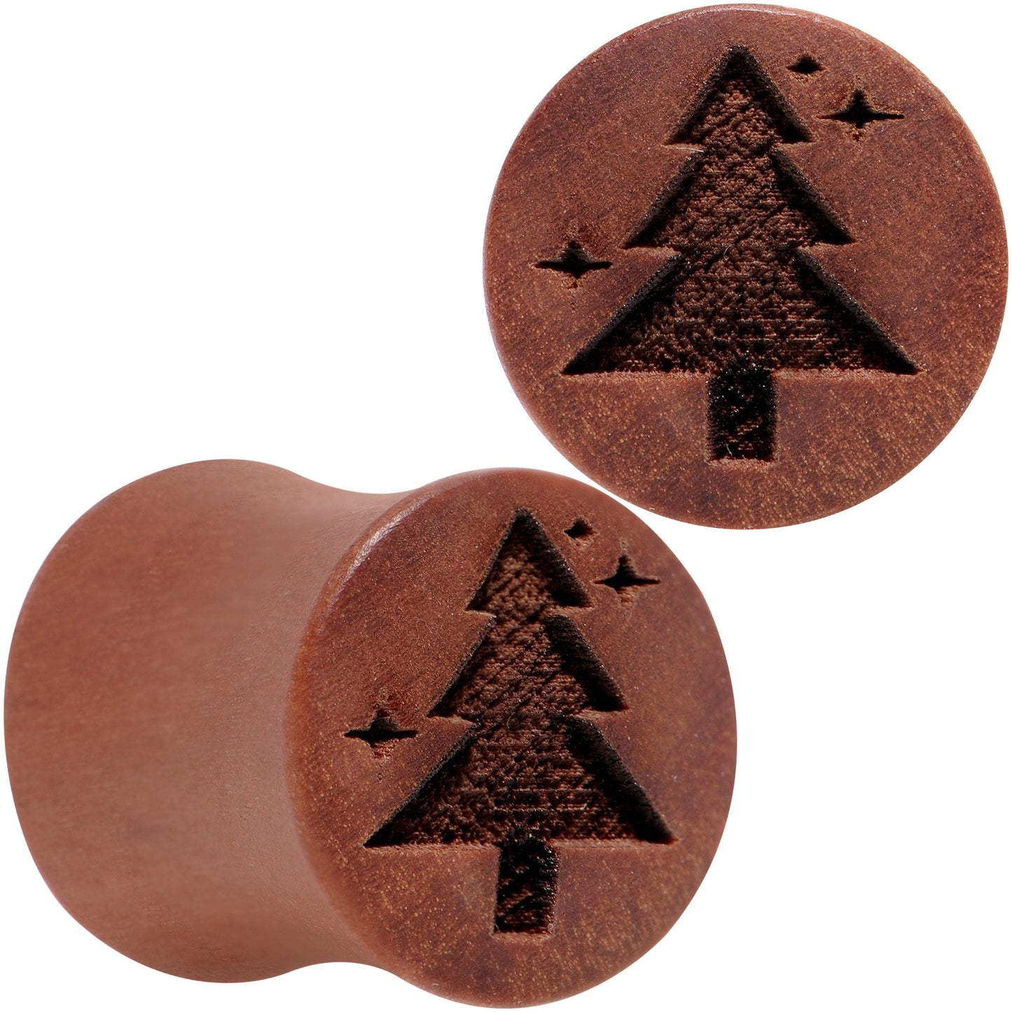 Organic Sawo Wood Christmas Tree Saddle Plug Set Sizes 8mm to 25mm
