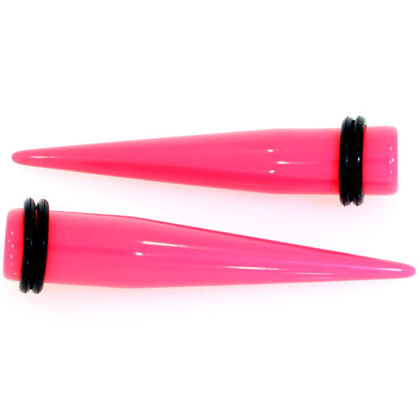 14G to 00G 18 Piece Ear Stretching Kit in Pink Acrylic Set