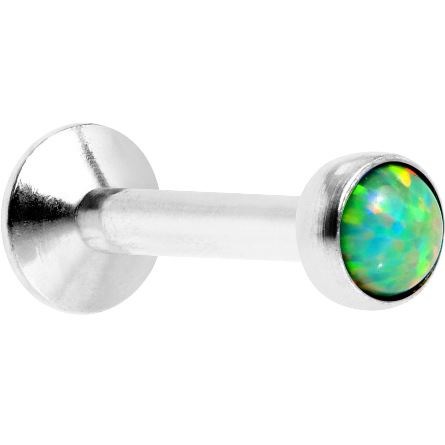 1/4 Green Synthetic Opal Internally Threaded Daith Cartilage Tragus