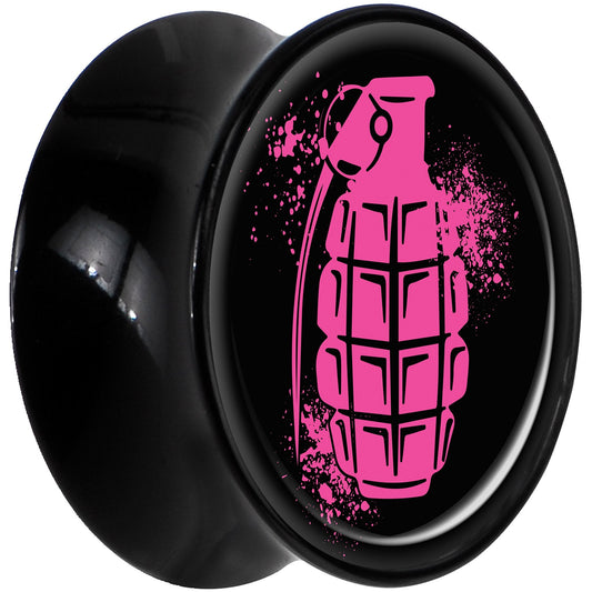 Black Acrylic Pink Grenade Saddle Plug Set 5/8