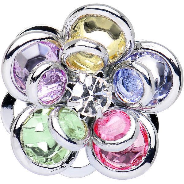 0G Pastel Rainbow Gem Petals Blooming Flower Plug Set of 2