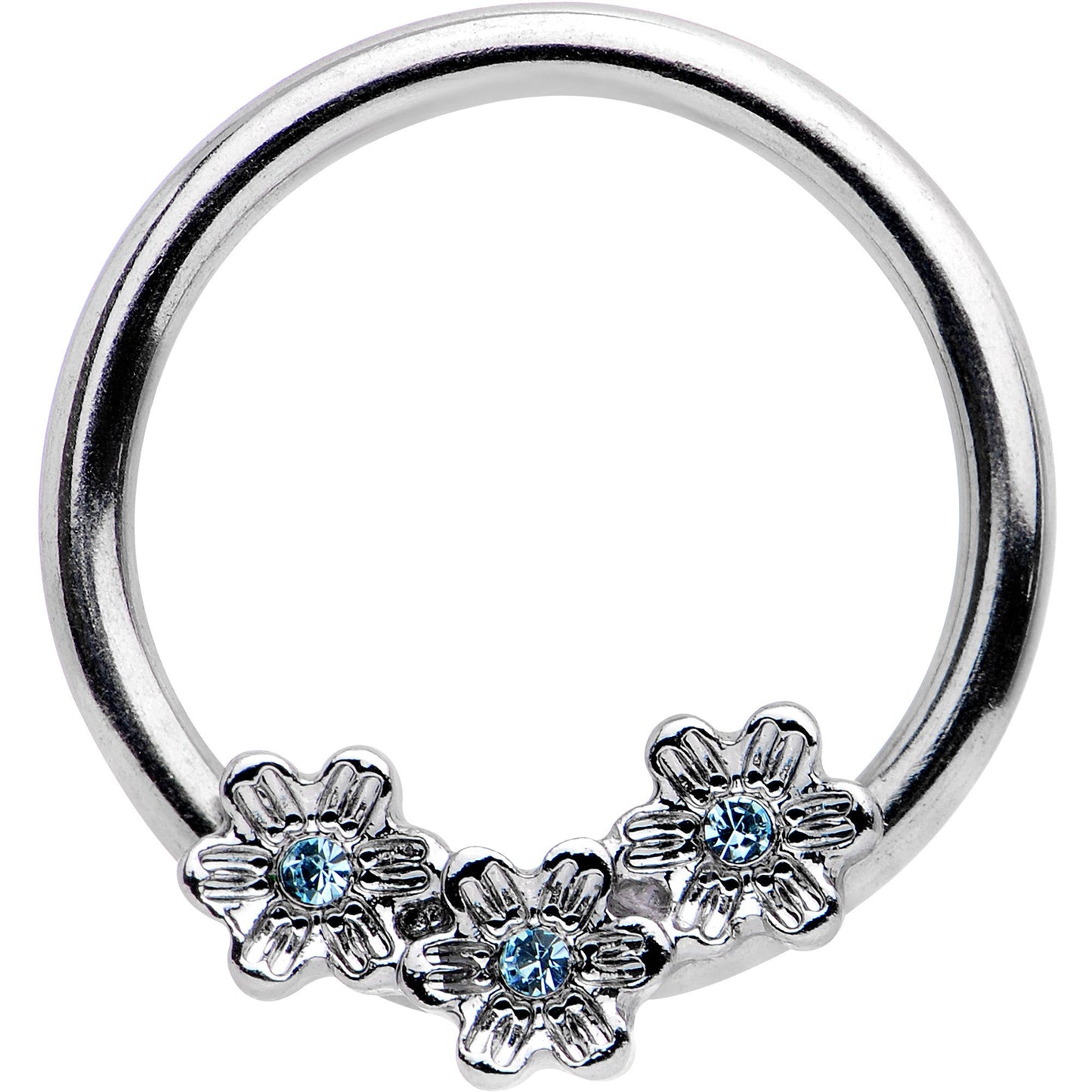 14G 1/2 Aqua Prairie Star Flower BCR Captive Ring