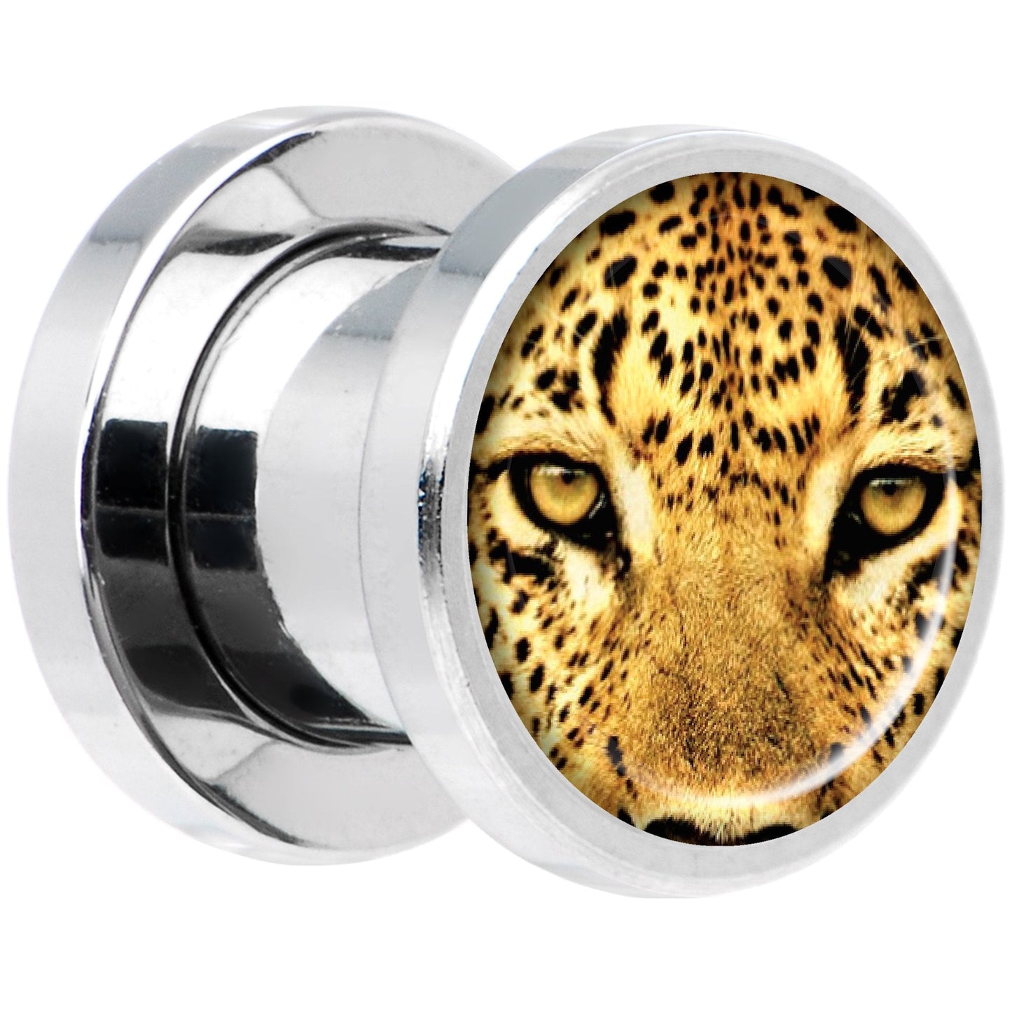 Full Color Leopard Eyes Steel Screw Fit Plug Set 0G