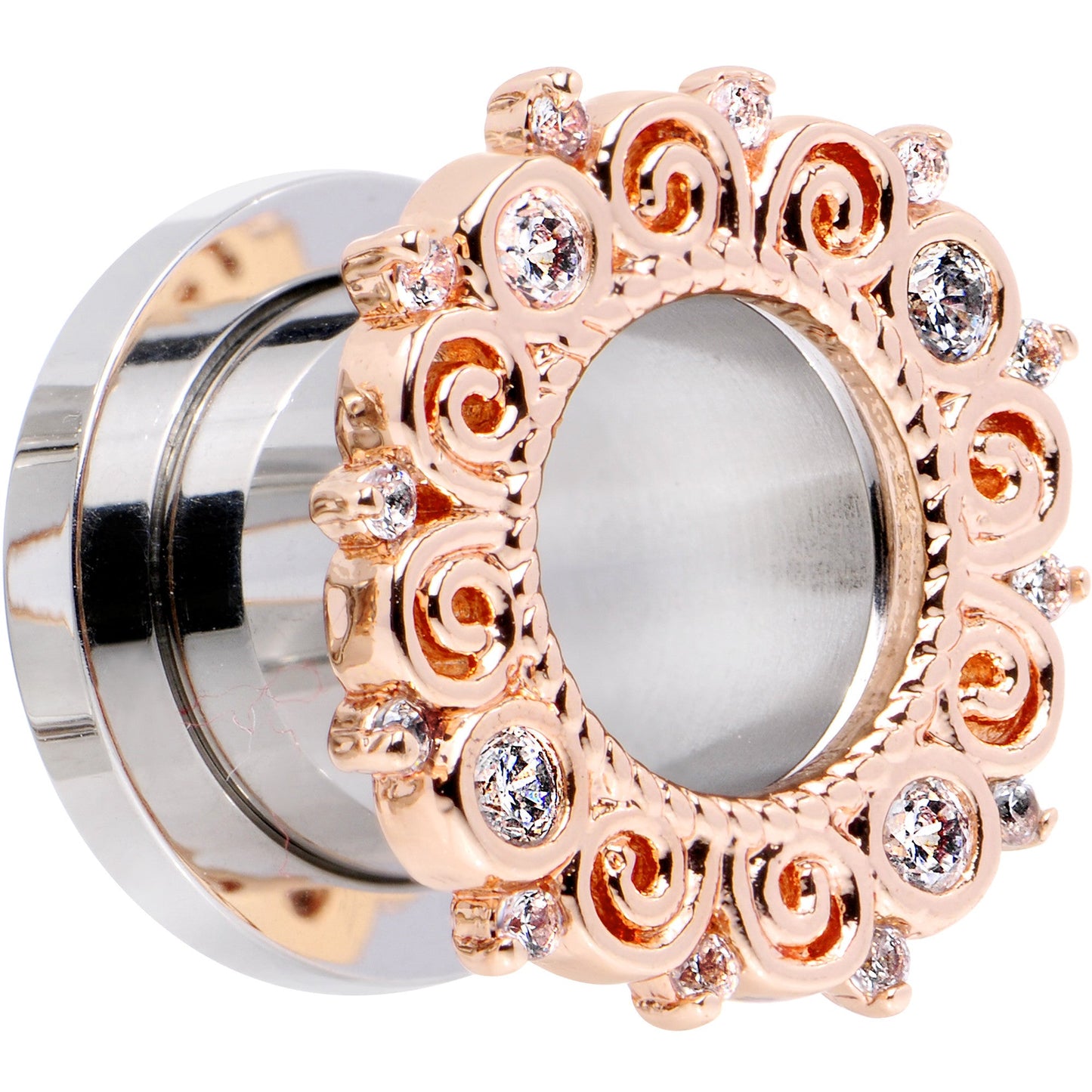 00G Clear Gem Flowering Frame Screw Fit Tunnel Plug Set