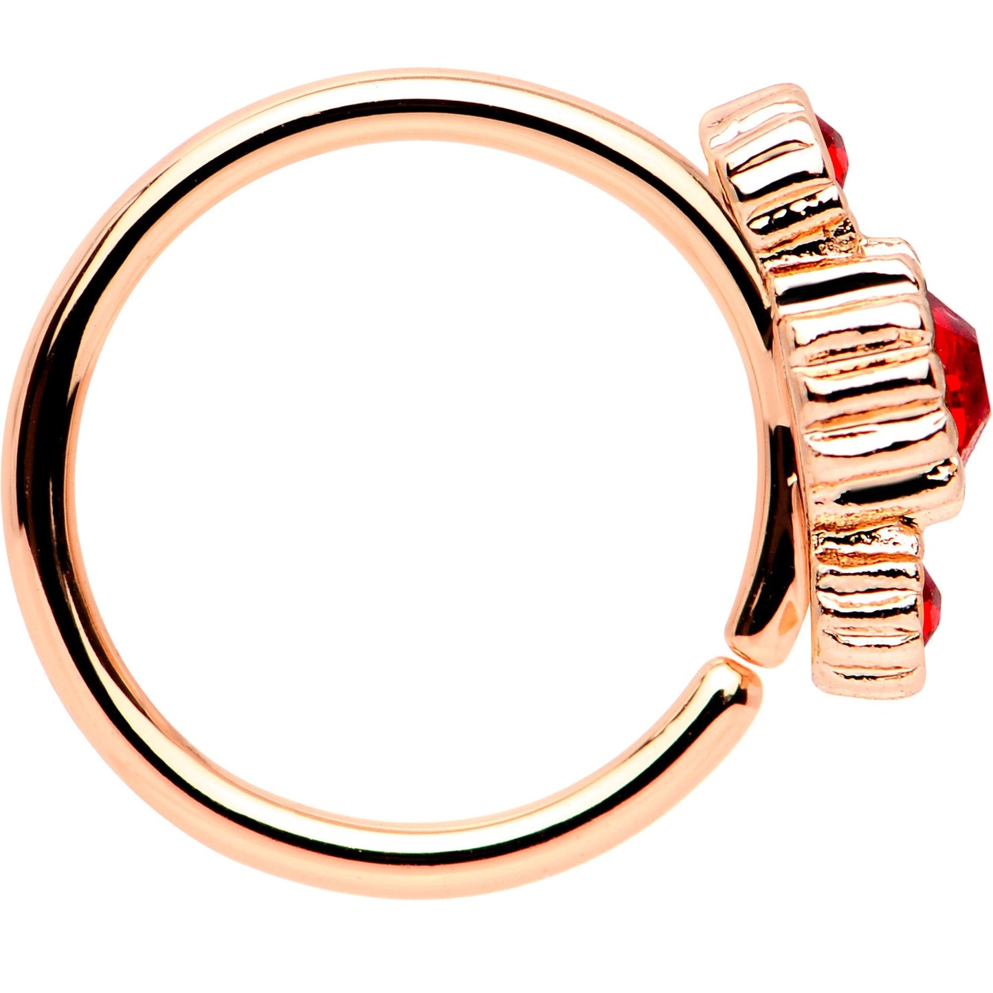 20G Red CZ Gem Rose Gold IP Triplet Seamless Circular Ring